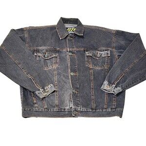Big Rock Canyon Jacket Mens XL Gray Denim Button Front Western Workwear Rugged